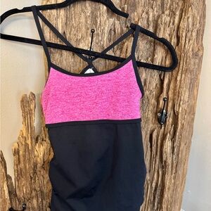 Bebe Sport Women’s Pink and Black Strappy Tank Top Size Small